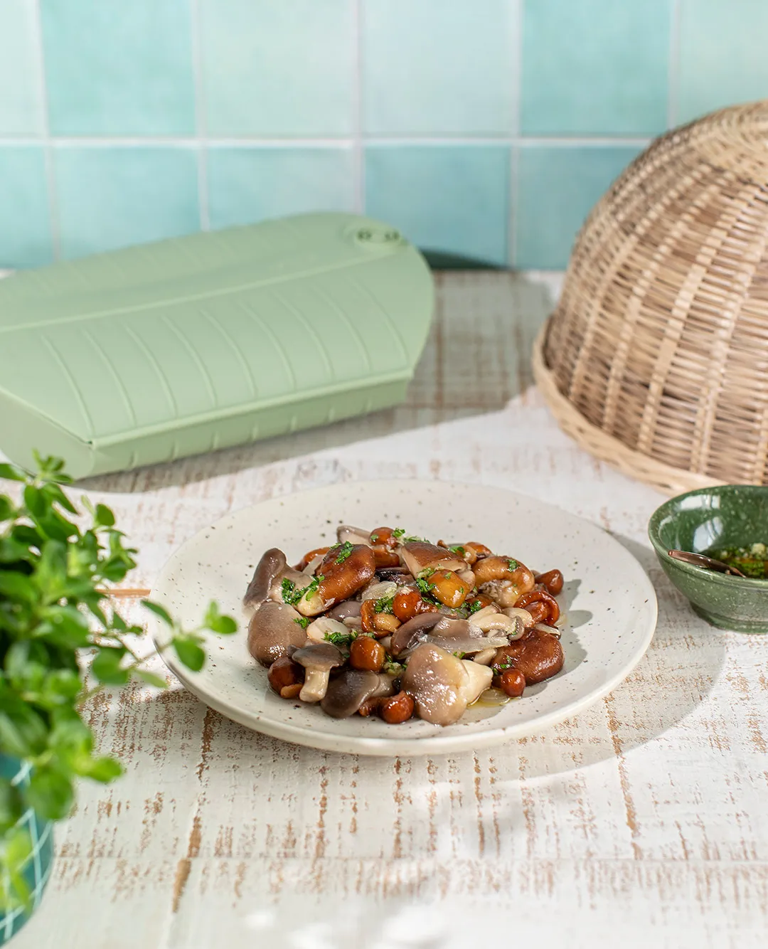 Lékué Dampfgarer, Grün, mit Tablett, 4-teilig Lékué