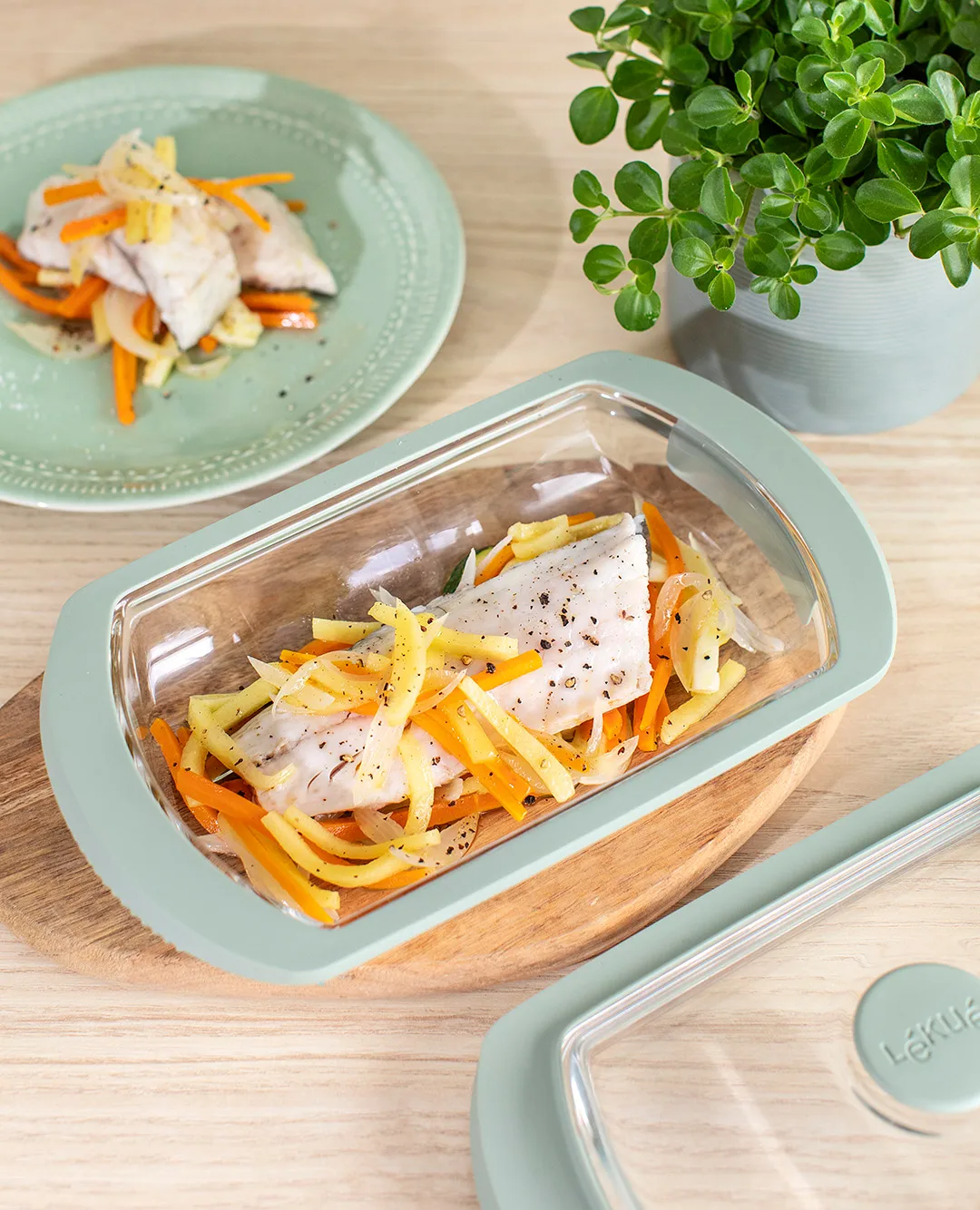 Lékué Dampfgarer, Transparent, Glas, 2-teilig Lékué