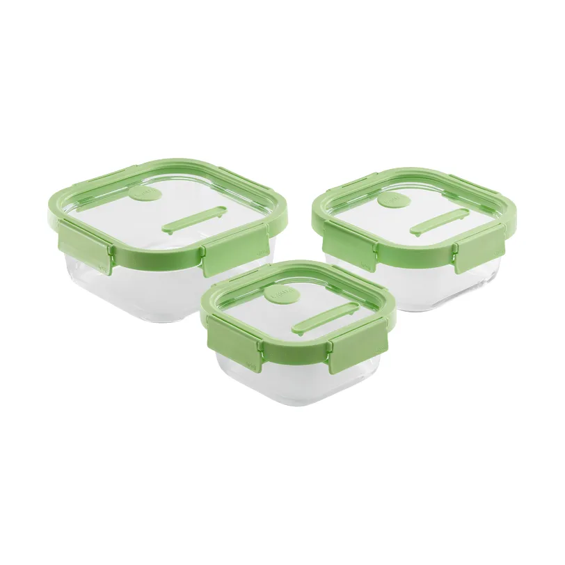 Lékué quadratische Brotdose Glas 0,32 L, Grün Lékué