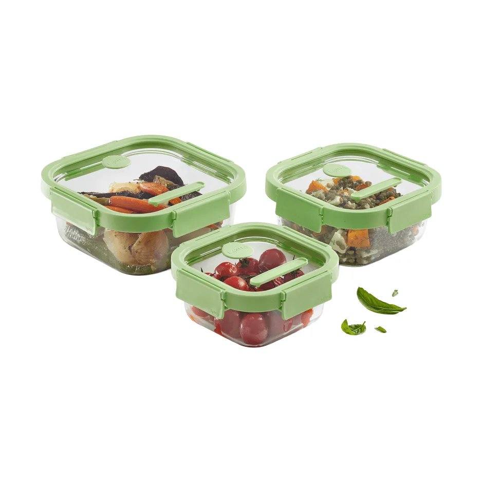 Lékué quadratische Glas-Essensbox 0,52 L, Grün Lékué