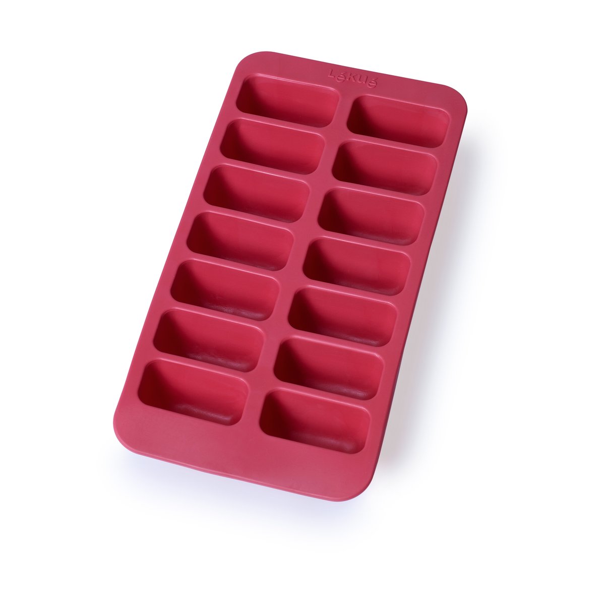 Lékué Lékué rechteckige Eiswürfelform mit Deckel Rot