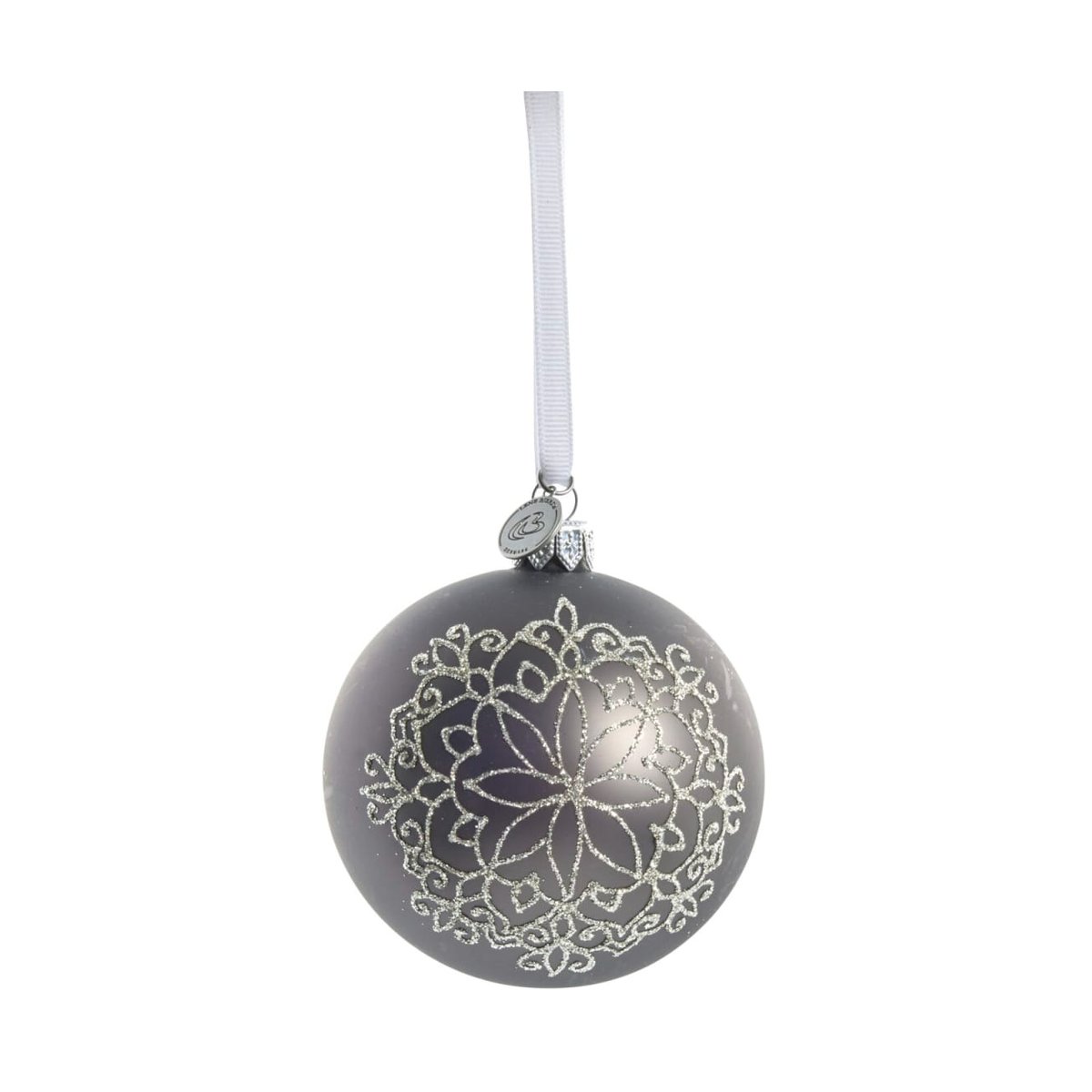 Lene Bjerre Cadelia Weihnachtskugel Ø8cm Dunkelgrau, Schneeflocke
