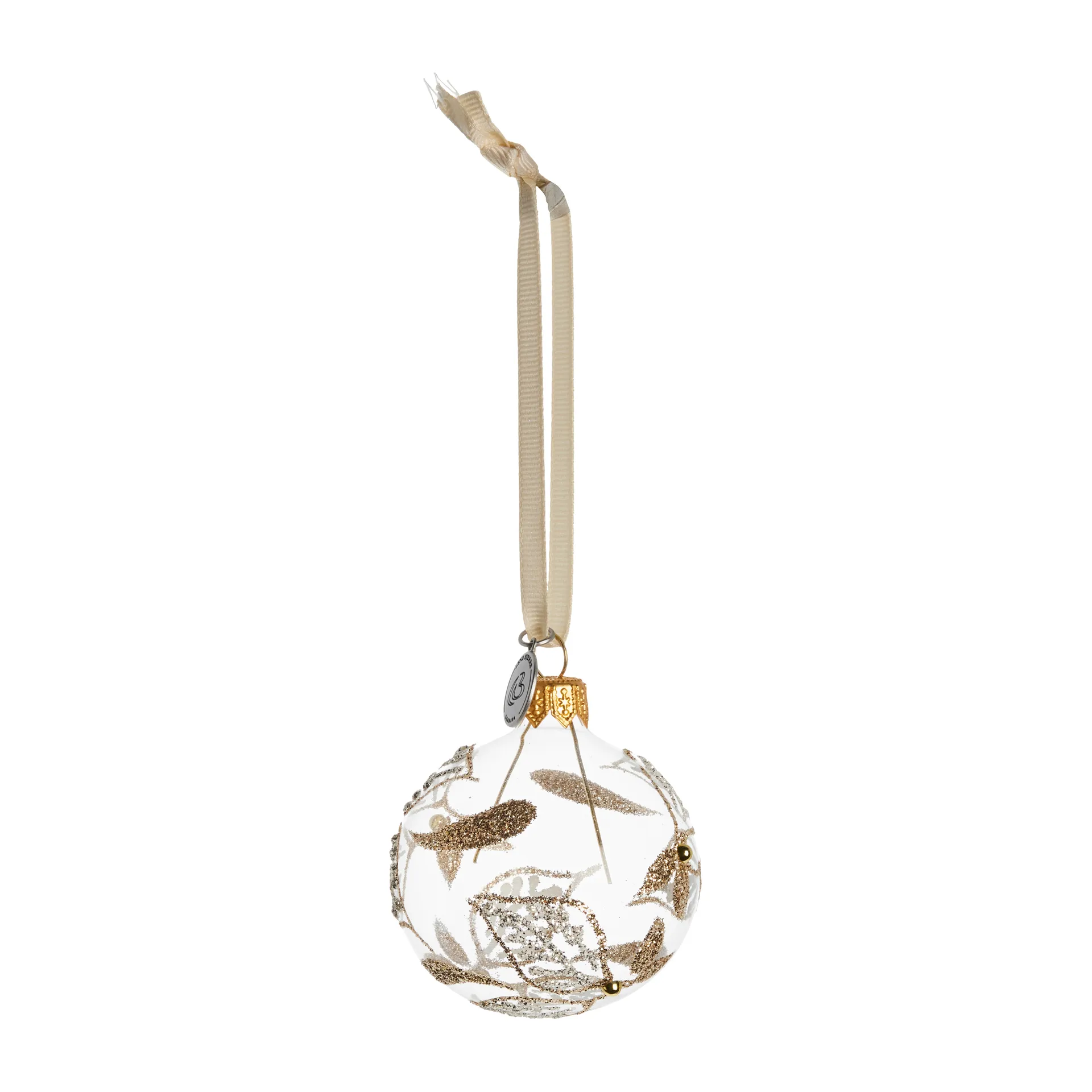 Cadelia Weihnachtskugel Blatt Ø6cm, Clear-light gold Lene Bjerre