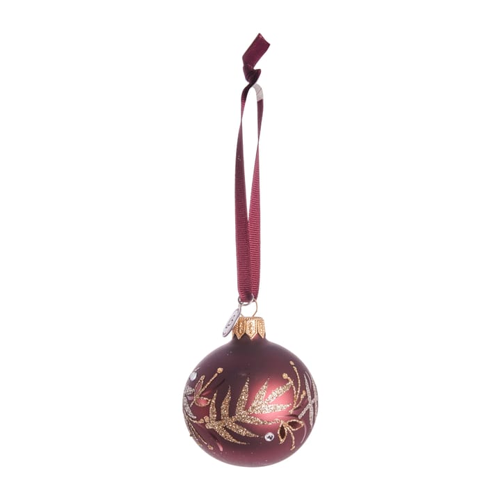 Cadelia Weihnachtskugel mit Blatt Ø6cm - Pomegranate-light gold - Lene Bjerre
