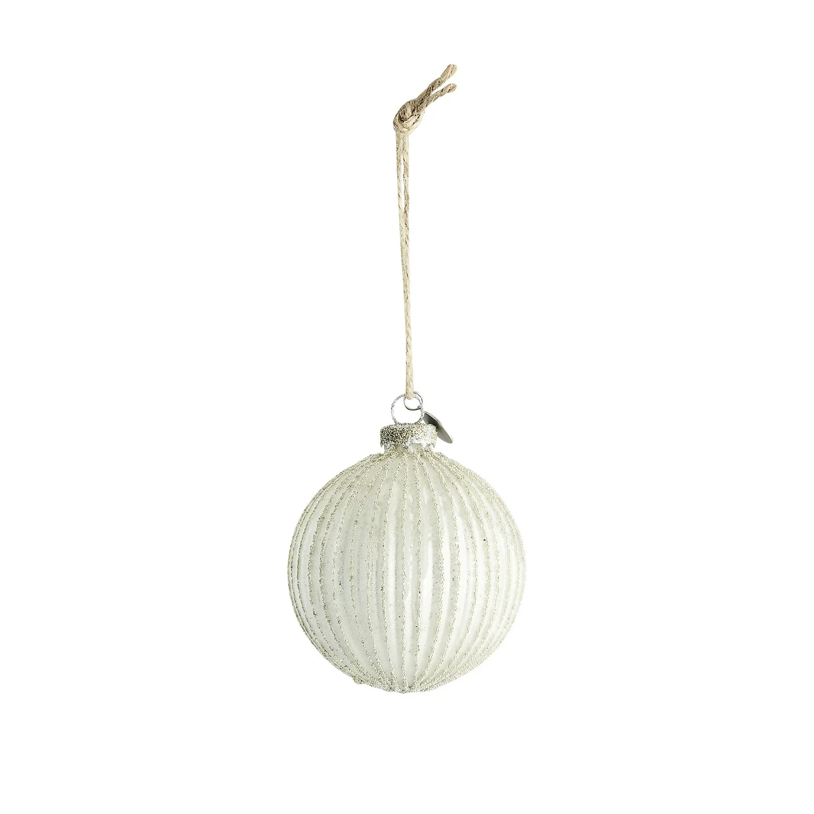 Norille Weihnachtskugel Ø8cm, Antique white-silver Lene Bjerre