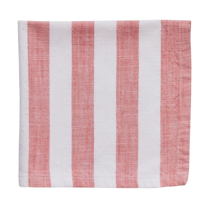 Olivia Baumwollserviette 40x40 cm - Off White-Dark Coral - Lene Bjerre