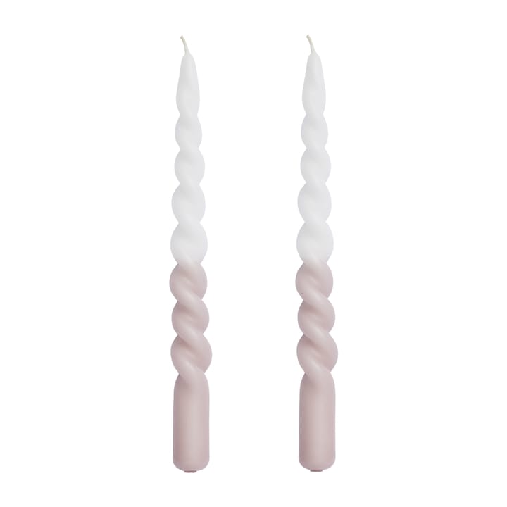 Twisted gedrehte Kerze zweifarbig 25cm 2er Pack - Bark-white - Lene Bjerre