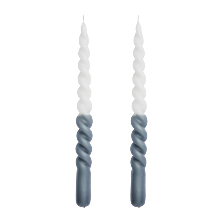Twisted gedrehte Kerze zweifarbig 25cm 2er Pack - Dark grey-white - Lene Bjerre