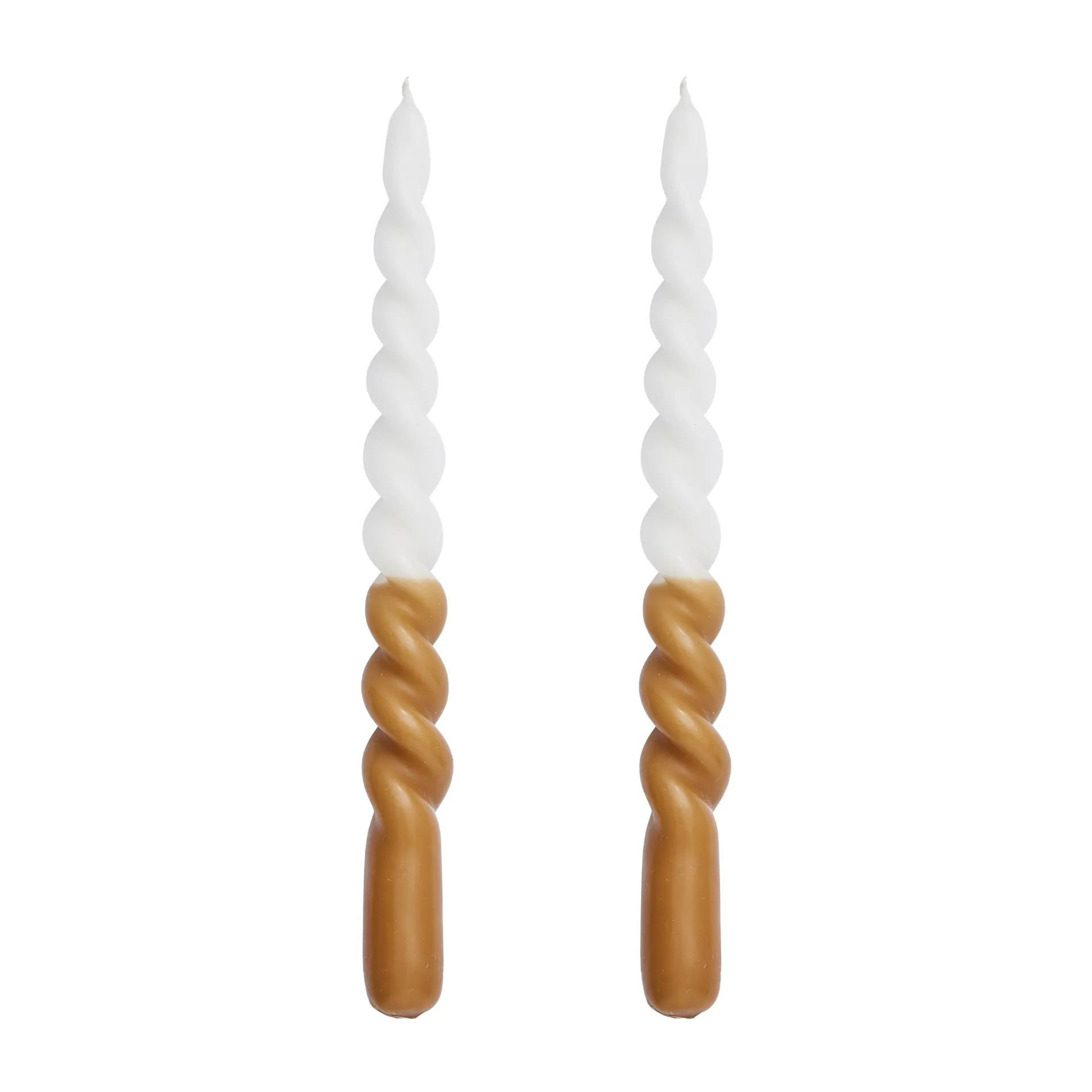 Twisted gedrehte Kerze zweifarbig 25cm 2er Pack, Golden brown-white Lene Bjerre