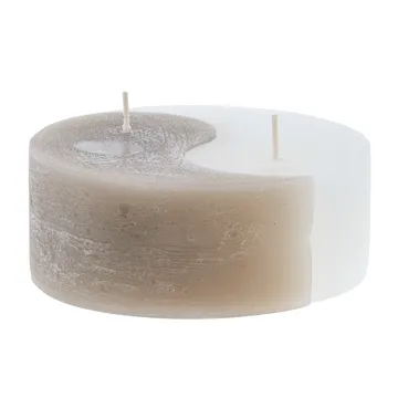 YingYang Blockkerze Ø13cm - Silver grey-white - Lene Bjerre