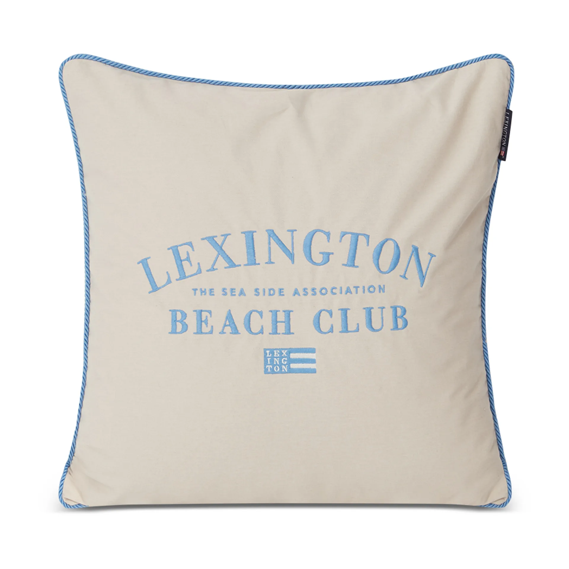 Beach Club Embroidered Kissenbezug 50 x 50cm, Beige-blau Lexington