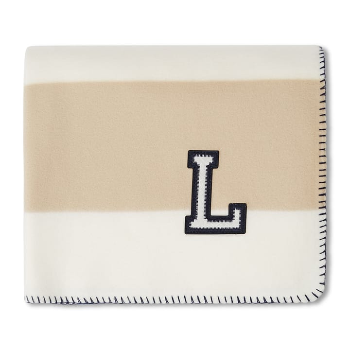 Block Striped Recycled Fleece Decke 130 x 170cm - Beige-white - Lexington