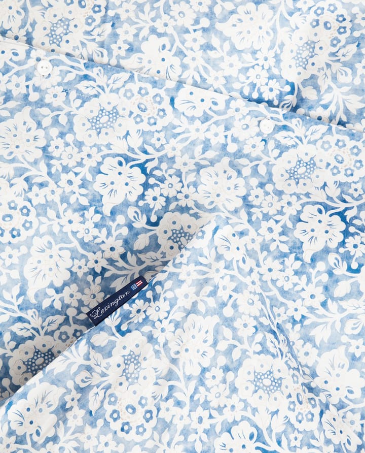 Blue Floral Printed Cotton Sateen Bettwäscheset, 50x60 cm, 220x220 cm Lexington