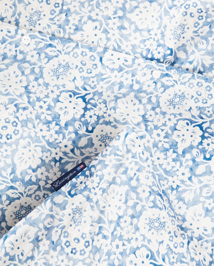 Blue Floral Printed Cotton Sateen Bettwäscheset - 50x60 cm, 220x220 cm - Lexington