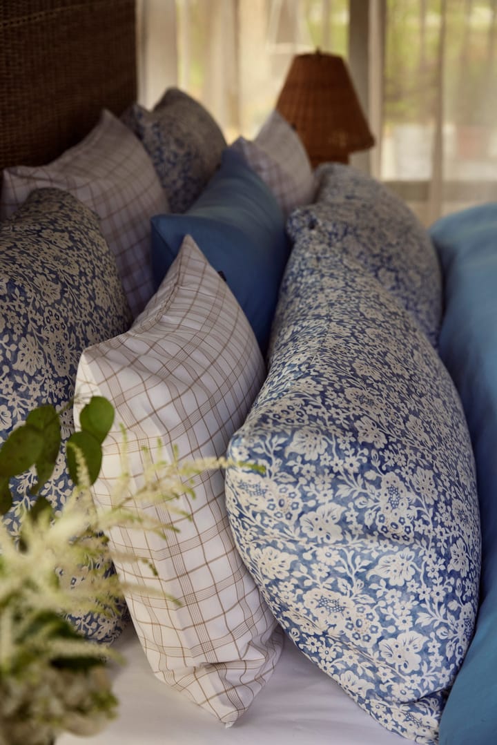 Blue Floral Printed Cotton Sateen Bettwäscheset, 50x60 cm, 220x220 cm Lexington