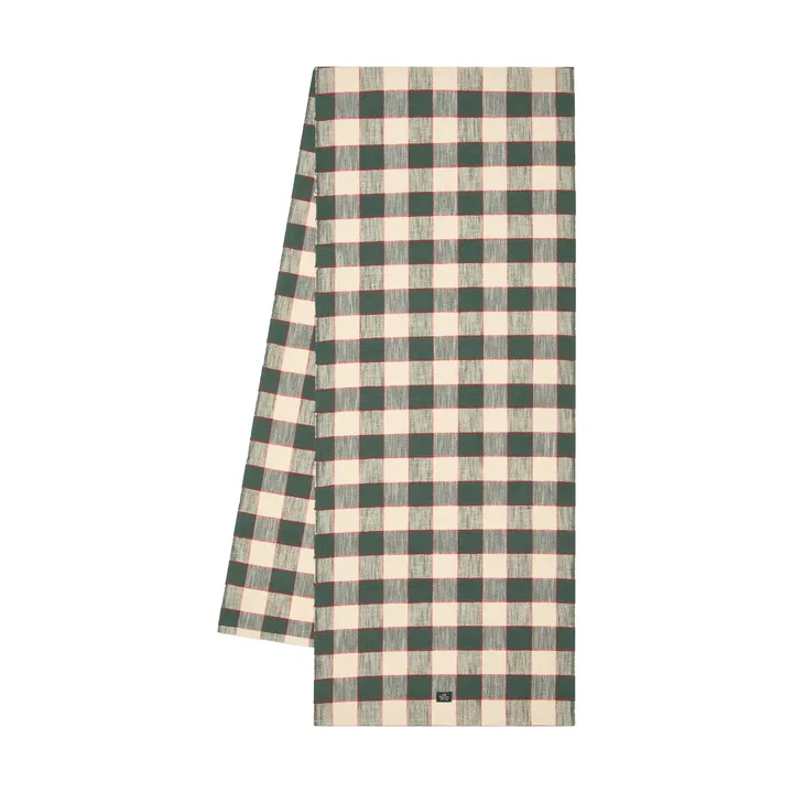 Checked biologischer Baumwolle Läufer - Green-Hellbeige-Rot, 50x150 cm - Lexington