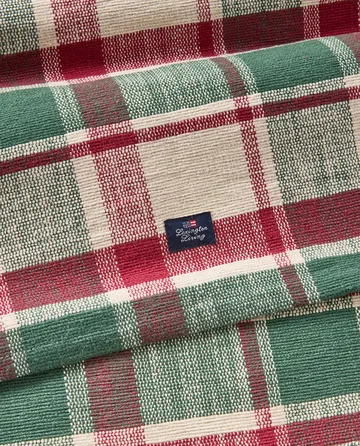 Checked biologischer Baumwolle Läufer - Green-red-beige, 50x150 cm - Lexington