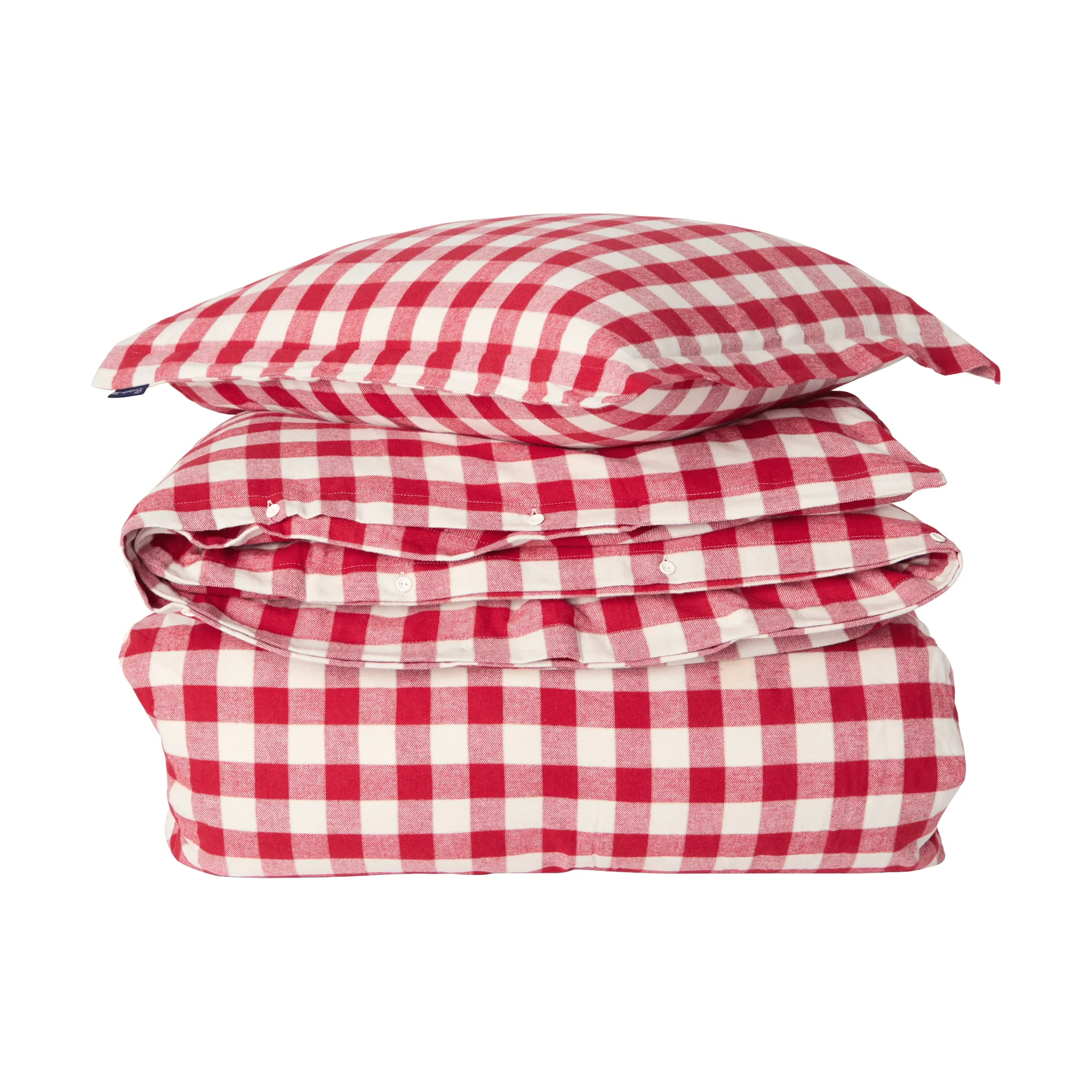 Checked Cotton Flanell Bettwäsche-Set, Rot-Hellbeige, 2-teilig 50x60 cm/220x220 cm Lexington