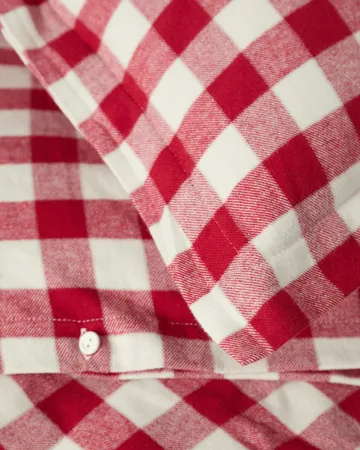 Checked Cotton Flanell Bettwäsche-Set - Rot-Hellbeige, 50x60 cm/150x210 cm - Lexington