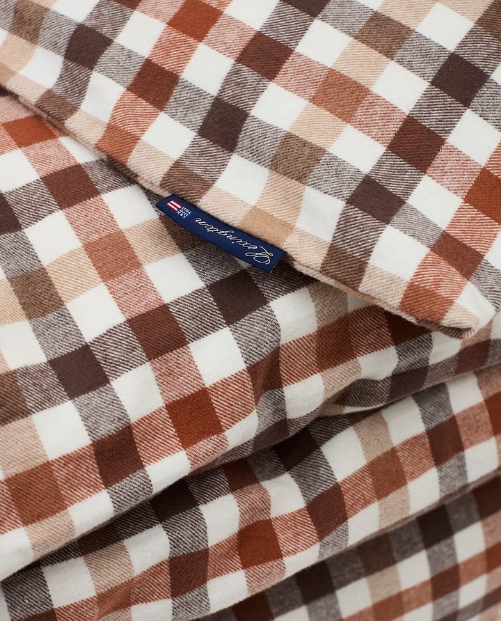 Checked Cotton Flannel Deckenbezug 150 x 210cm - Rust brown-white - Lexington