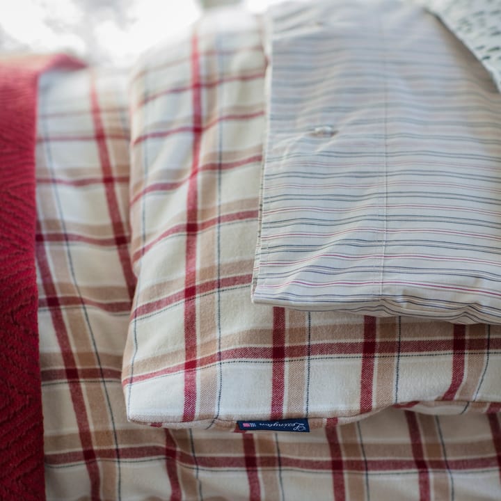 Checked Cotton Flannel Kissenbezug 50 x 60cm - Beige-rot - Lexington