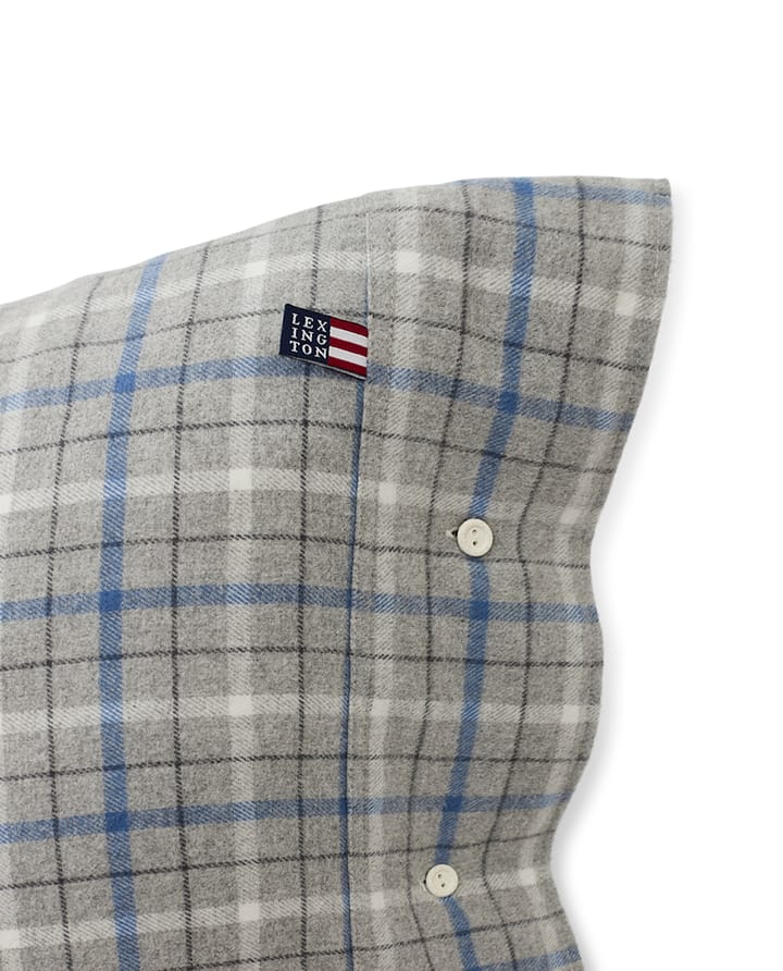 Checked Cotton Flannel Kissenbezug 50 x 60cm - Gray-blue - Lexington
