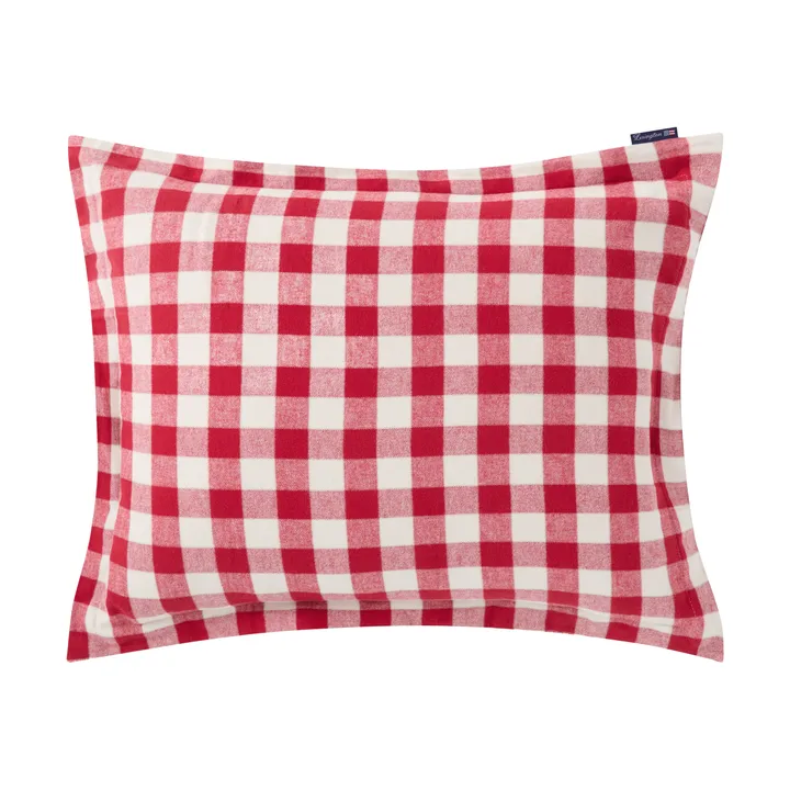 Checked Cotton Flannel Kissenbezug 50 x 60cm - Rot-Hellbeige - Lexington