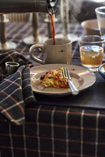 Checked Cotton Linen Stoffserviette 50x50cm - Dark gray-beige - Lexington