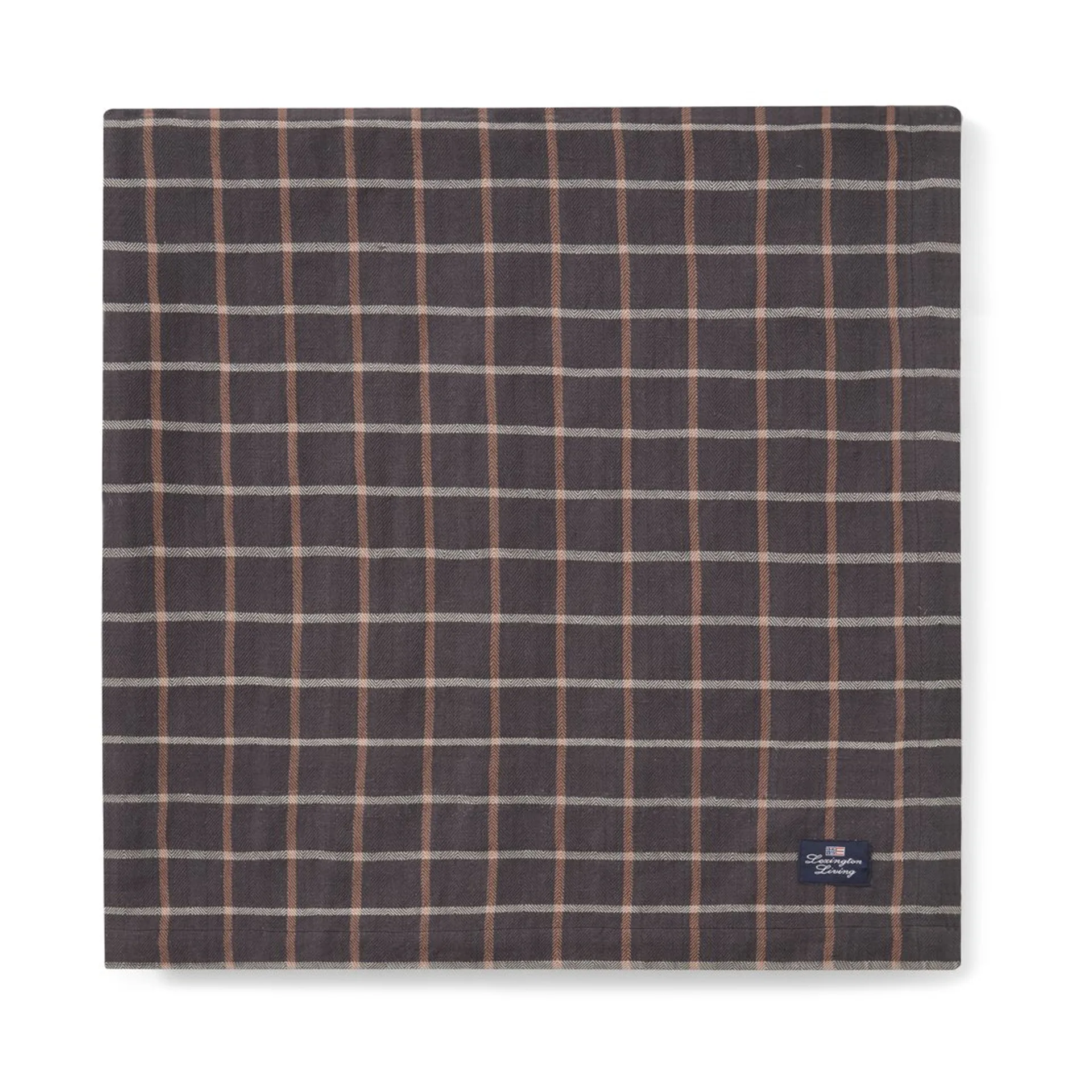 Checked Cotton Linen Tischdecke 150x250cm, Dark gray-beige Lexington