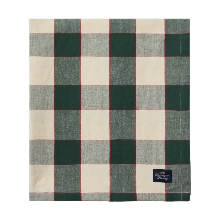 Checked Cotton Linen Tischdecke 150x250cm - Grün-Hellbeige-Rot - Lexington
