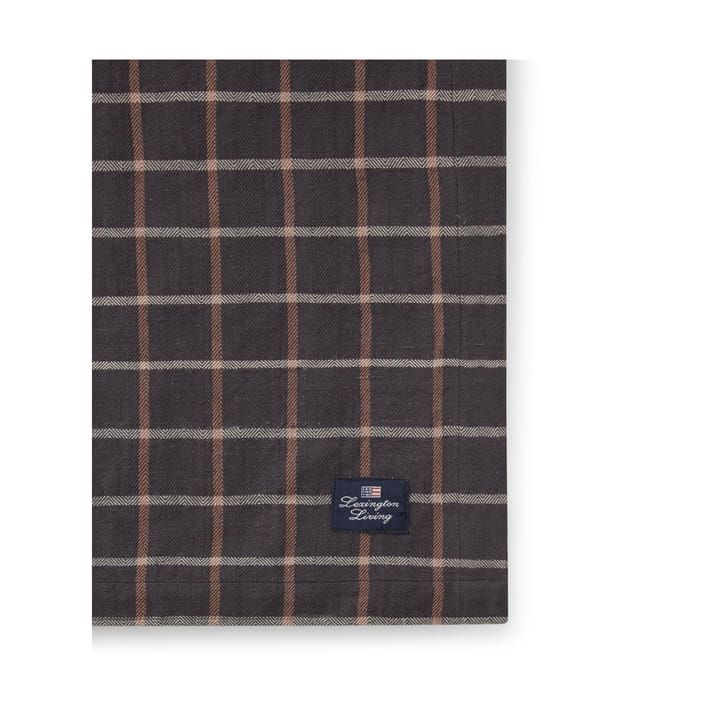 Checked Cotton Linen Tischdecke 150x350cm, Dark gray-beige Lexington