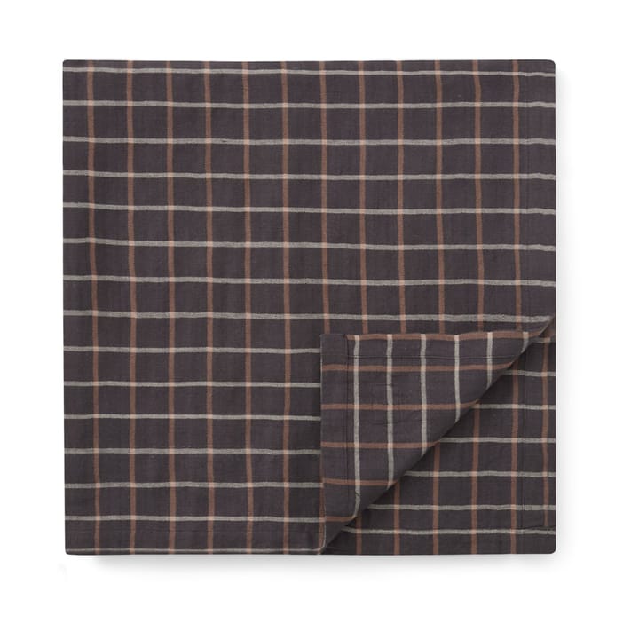 Checked Cotton Linen Tischdecke 150x350cm, Dark gray-beige Lexington