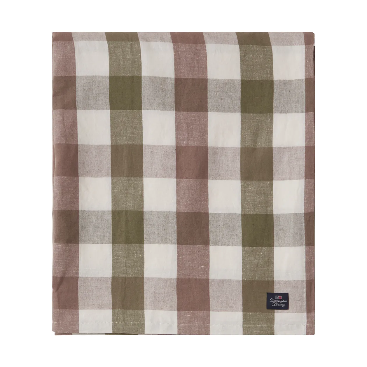 Checked Cotton Linen Tischdecke 180x180 cm, Olive Lexington