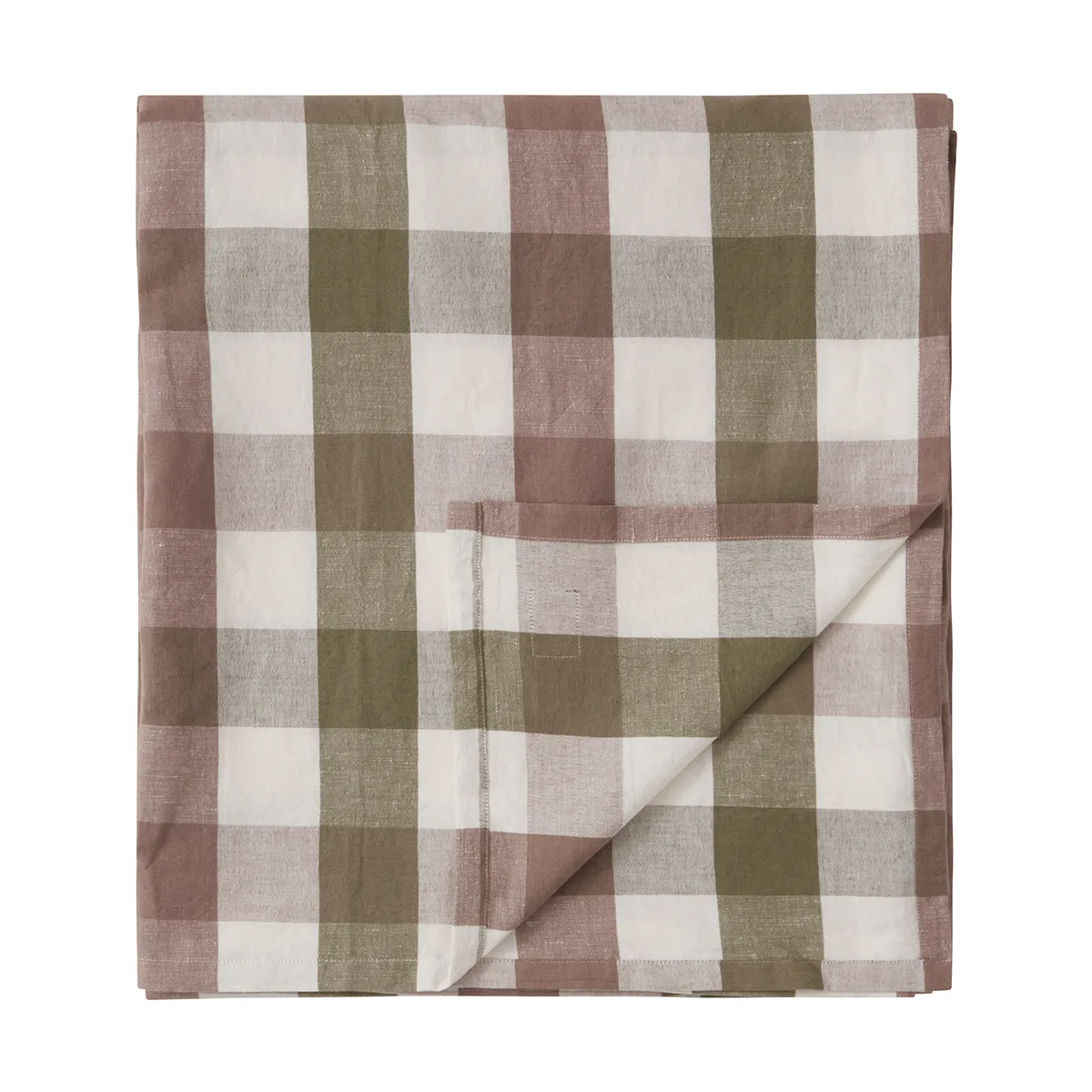 Checked Cotton Linen Tischdecke 180x180 cm, Olive Lexington