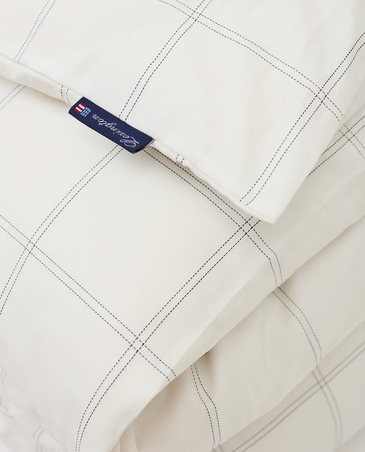 Checked Deckenbezug Baumwolle-Lyocell 150 x 210cm - Off white-dark blue - Lexington