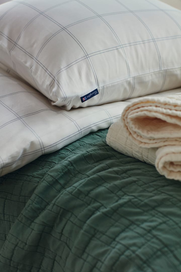 Checked Deckenbezug Baumwolle-Lyocell 150 x 210cm - Off white-dark blue - Lexington