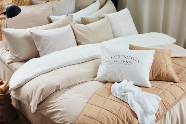 Checked Deckenbezug Baumwolle-Lyocell 150 x 210cm - Off white-dark blue - Lexington