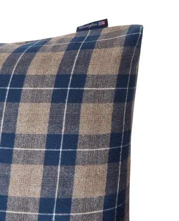 Checked Flanell-Kopfkissenbezug 65x65 cm - Denim blue-beige - Lexington