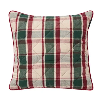 Checked gesteppt Leinen/Baumwolle Kissenbezug 50x50 cm - Green-red-beige - Lexington