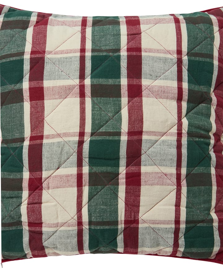 Checked gesteppt Leinen/Baumwolle Kissenbezug 50x50 cm, Green-red-beige Lexington
