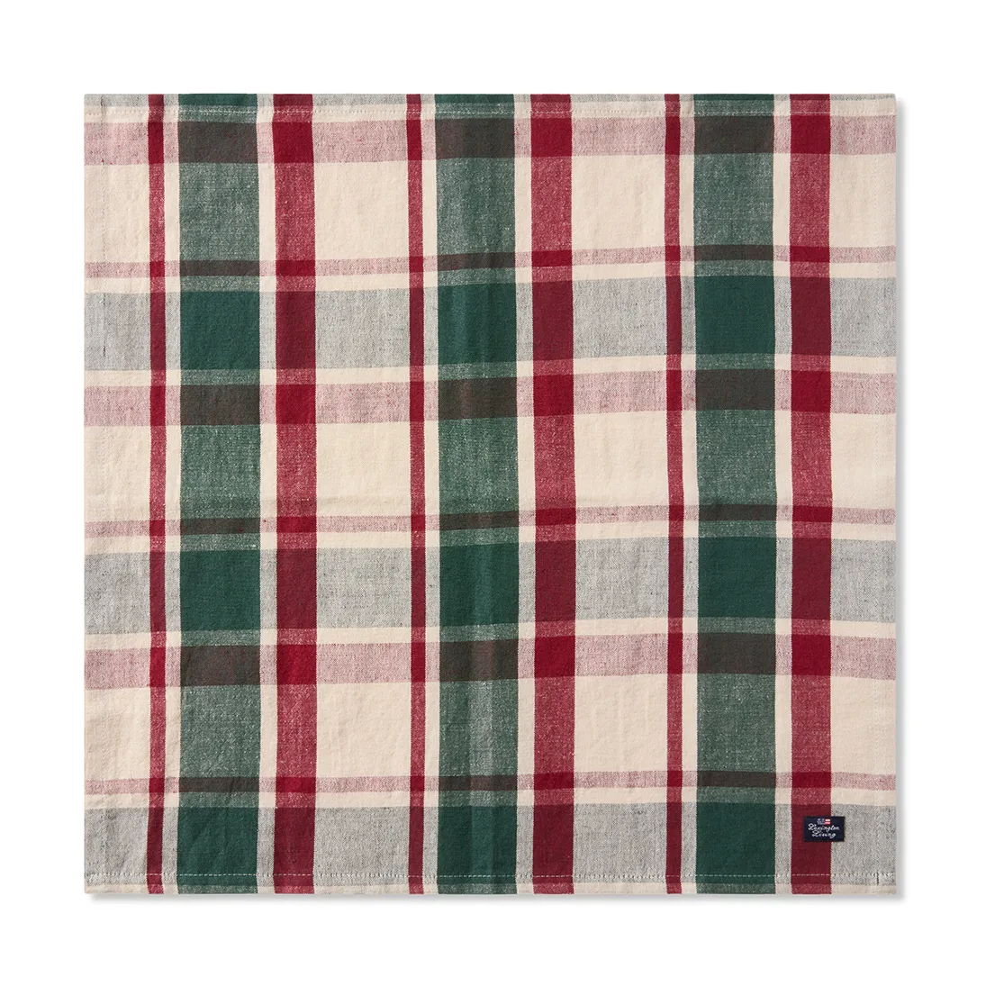 Checked Leinen/Baumwolle Serviette 50x50 cm, Green-red-beige Lexington