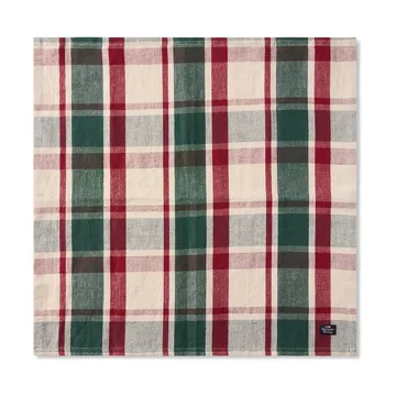 Checked Leinen/Baumwolle Serviette 50x50 cm - Green-red-beige - Lexington