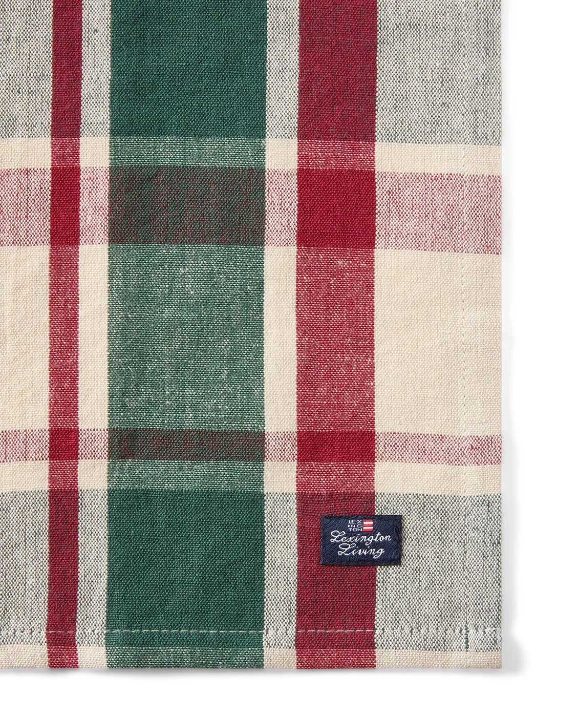 Checked Leinen/Baumwolle Serviette 50x50 cm, Green-red-beige Lexington