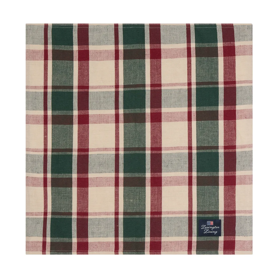 Checked Leinen/Baumwolle Serviette 50x50 cm, Green-red-beige Lexington
