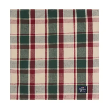 Checked Leinen/Baumwolle Serviette 50x50 cm - Green-red-beige - Lexington