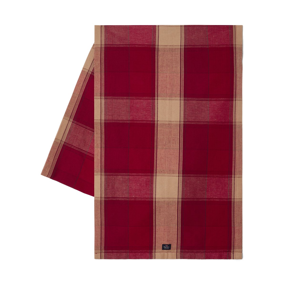 Lexington Checked Linen-Cotton Läufer 50x350 cm. Rot-Beige