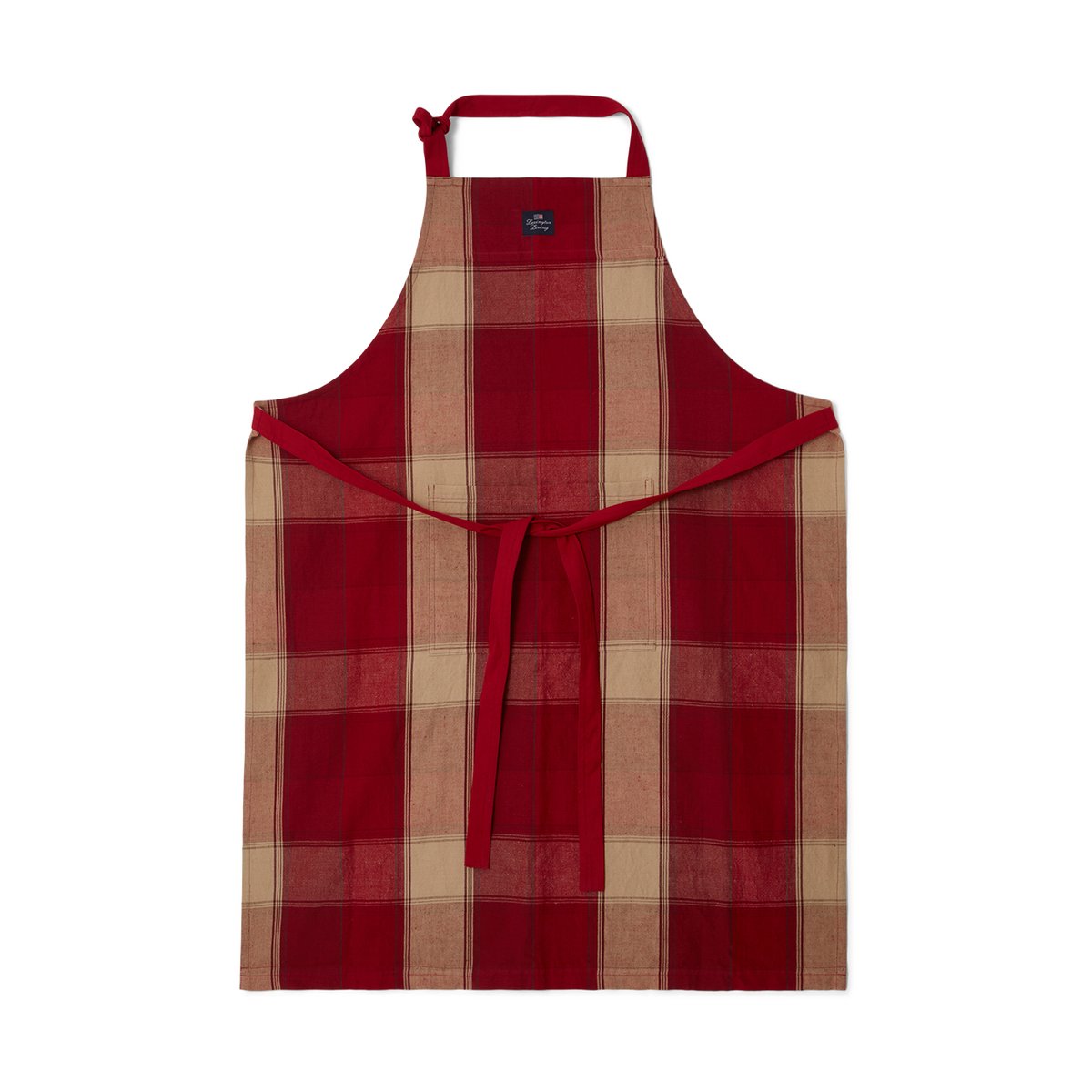 Lexington Checked Linen-Cotton Schürze 80x105 cm Rot-Beige