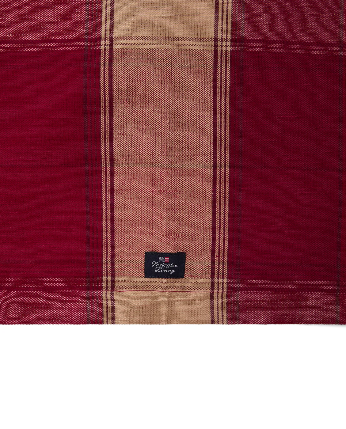 Checked Linen-Cotton Tischläufer 50x250 cm, Rot-Beige Lexington