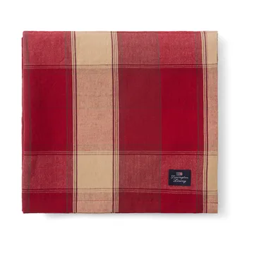 Checked Linen-Cotton Tischtuch 150x350 cm - Rot-Beige - Lexington