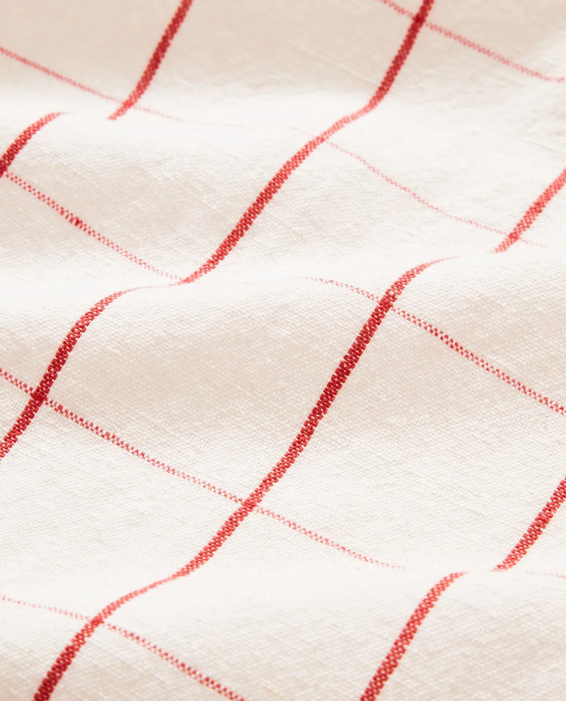 Checked Linen/Cotton Küchenhandtuch 50x70 cm, White-red Lexington